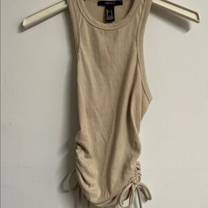 Forever 21 Tan Ribbed Tank with Side Ties
